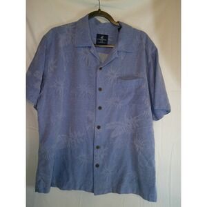 Caribbean Joe Island Supply Co 100% Silk Button Up Shirt Short Sleeve Mens Large
